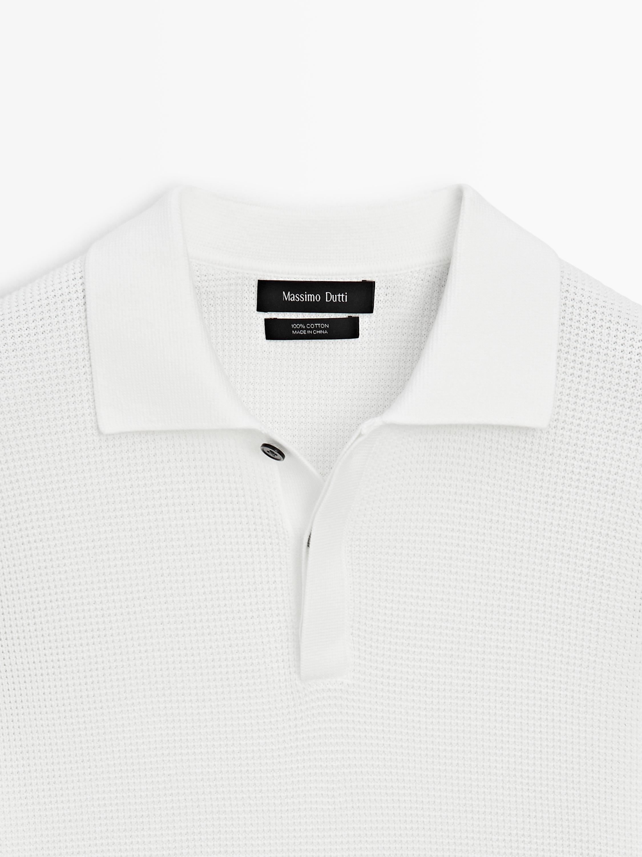 Polo en maille texturée de coton